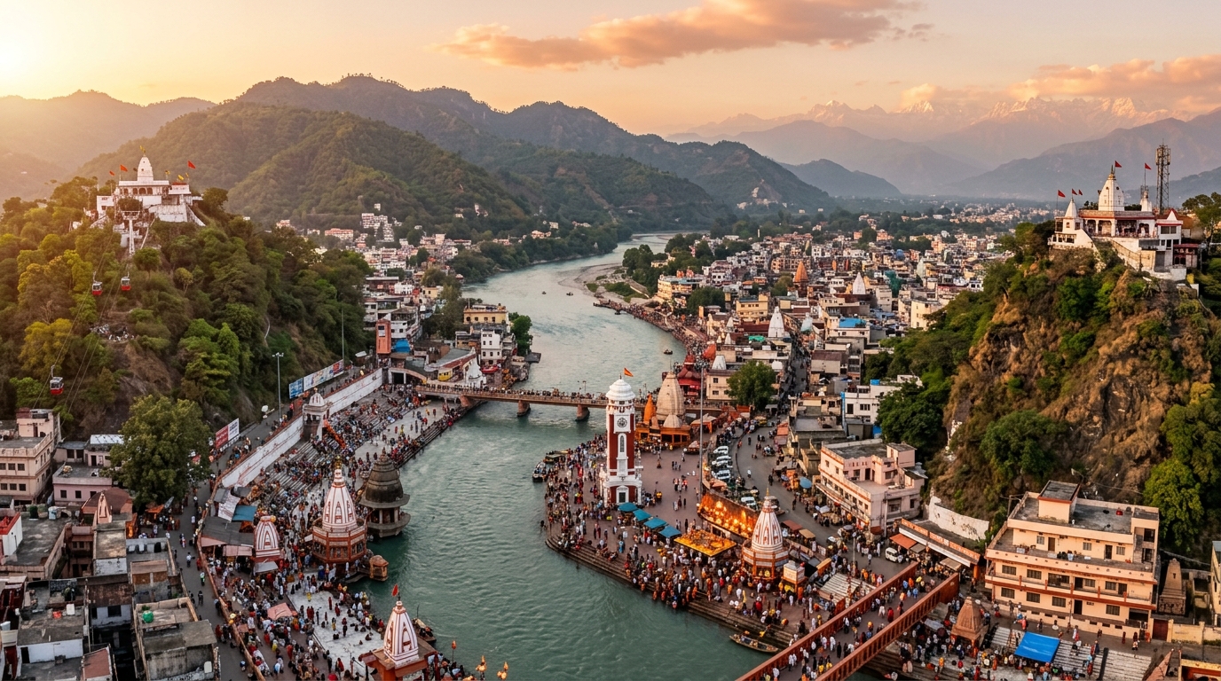 Aerial Haridwar River Ganga Map